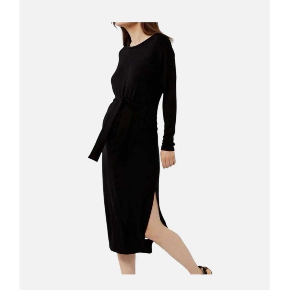 BB Dakota by Steve Madden L/S Knit Midi Maternity Dress XS Black Tie Waist NWT